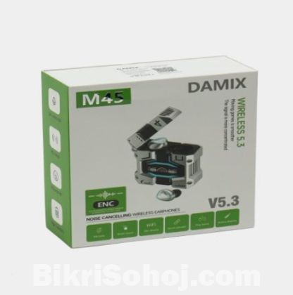 DAMIX M45 Wireless Earphone – Silver & Gray Color
